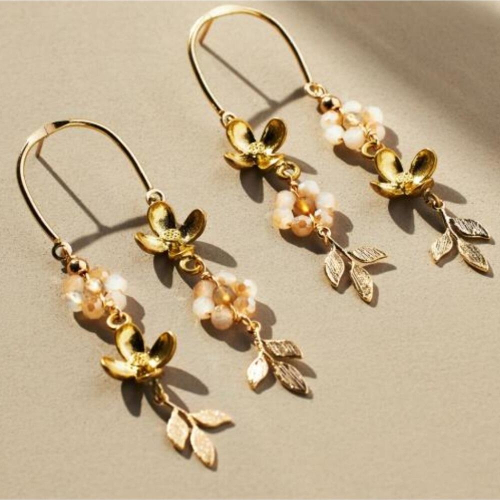 Anthropologie Floral Double-Drop Earrings New with tags attached - No flaws